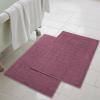Superior Striped Bath Mat 2-Pack, 100% Combed Cotton, Luxury Spa Ribbed Texture, Durable and Washable Bathroom Mats – Aster Blue, 22″ x 35″ each(Plum)