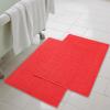 Superior Striped Bath Mat 2-Pack, 100% Combed Cotton, Luxury Spa Ribbed Texture, Durable and Washable Bathroom Mats – Aster Blue, 22″ x 35″ each(Red)