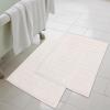 Superior Striped Bath Mat 2-Pack, 100% Combed Cotton, Luxury Spa Ribbed Texture, Durable and Washable Bathroom Mats – Aster Blue, 22″ x 35″ each(Stone)