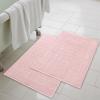 Superior Striped Bath Mat 2-Pack, 100% Combed Cotton, Luxury Spa Ribbed Texture, Durable and Washable Bathroom Mats – Aster Blue, 22″ x 35″ each(Tea Rose)