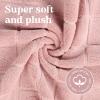 Superior Striped Bath Mat 2-Pack, 100% Combed Cotton, Luxury Spa Ribbed Texture, Durable and Washable Bathroom Mats – Aster Blue, 22″ x 35″ each(Tea Rose)