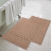 Superior Striped Bath Mat 2-Pack, 100% Combed Cotton, Luxury Spa Ribbed Texture, Durable and Washable Bathroom Mats – Aster Blue, 22″ x 35″ each(Toast)