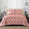 Superior Trellis Comforter Set with Pillow Shams, Luxurious & Soft Microfiber with Down Alternative Fill, Contemporary Geometric Trellis Design – Full/Queen Bedding Set, Coral(Coral)