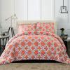Superior Trellis Comforter Set with Pillow Shams, Luxurious & Soft Microfiber with Down Alternative Fill, Contemporary Geometric Trellis Design – Full/Queen Bedding Set, Coral(Coral)