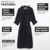 Superior Waffle Weave Cotton Unisex Bathrobe with Belt, Soft and Absorbent Robe for Men and Women Bath Essentials Robes(Black)