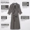 Superior Waffle Weave Cotton Unisex Bathrobe with Belt, Soft and Absorbent Robe for Men and Women Bath Essentials Robes(Charcoal)