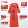 Superior Waffle Weave Cotton Unisex Bathrobe with Belt, Soft and Absorbent Robe for Men and Women Bath Essentials Robes(Coral)