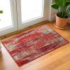 Superior Washable Indoor Area Rug, for Dining, Kitchen, Office, Modern Floor Decor, Soft Aesthetic Rugs, Abstract Brushstrokes Indoor Rug, Brayton Collection, 5′ x 8′, Orange(Red)