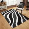Superior Waverling Shag Indoor Area Rug, Black, 4′ x 6′