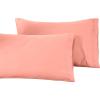 100% Egyptian Cotton 1500 Thread Count Oversized Standard Pillowcase Set Solid, White(Dusted Rose)