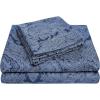 SUPERIOR 3 Piece Cotton Blend Paisley Duvet Cover Set, King/California King, Navy Blue(Navy Blue)