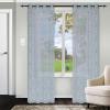 SUPERIOR Argyle Sheers Grommet Header Set of 2 Curtain Panels, Linen(Stone Blue)