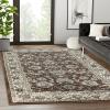 SUPERIOR Elegant Lille Collection Area Rug, 8mm Pile Height with Jute Backing, Beautiful Chic Bordered Rug Design, Anti-Static, Water-Repellent Rugs – 5ft x 8ft , Brown(Brown)