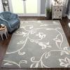 SUPERIOR Indoor 8′ x 10′ Area Rug with Jute Backing, Shabby Chic Floral Decor, Perfect for Living Room, Bedroom, Office, Hallway, Entry, Dorm, Kitchen, Hardwood Floors, Vine Collection, Grey