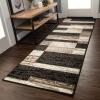 SUPERIOR Indoor Area Rug, Foam Backed, Modern Geometric Patchwork Floor Decor for Bedroom, Office, Living Room, Entryway, Hardwood Floors, Rockwood Collection, 10′ x 14′, Chocolate(A Chocolate)