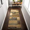 SUPERIOR Indoor Area Rug, Jute Backed, Modern Geometric Patchwork Floor Decor for Bedroom, Office, Living Room, Entryway, Hardwood Floors, Rockwood Collection, 6′ x 9′, Slate(Light Blue-beige – Z)