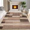 SUPERIOR Indoor Area Rug, Jute Backed, Modern Geometric Patchwork Floor Decor for Bedroom, Office, Living Room, Entryway, Hardwood Floors, Rockwood Collection, 6′ x 9′, Slate(Beige – Z)