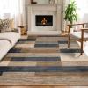 SUPERIOR Indoor Area Rug, Jute Backed, Modern Geometric Patchwork Floor Decor for Bedroom, Office, Living Room, Entryway, Hardwood Floors, Rockwood Collection, 6′ x 9′, Slate(Midnight Navy)