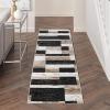 SUPERIOR Indoor Area Rug, Jute Backed, Modern Geometric Patchwork Floor Decor for Bedroom, Office, Living Room, Entryway, Hardwood Floors, Rockwood Collection, 6′ x 9′, Slate(Ivory-beige – Z)