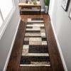 SUPERIOR Indoor Area Rug, Jute Backed, Modern Geometric Patchwork Floor Decor for Bedroom, Office, Living Room, Entryway, Hardwood Floors, Rockwood Collection, 6′ x 9′, Slate(A Chocolate)
