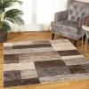 SUPERIOR Indoor Area Rug, Jute Backed, Modern Geometric Patchwork Floor Decor for Bedroom, Office, Living Room, Entryway, Hardwood Floors, Rockwood Collection, 6′ x 9′, Slate(Slate – Z)