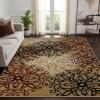 SUPERIOR Indoor Small Area Rug for Bedroom, Living/Dining Room, Entryway, Office, Farmhouse Aesthetic Floor Throw, Modern Floral Geometric Decor, Jute Backing, Leigh Collection, 3′ x 5′, Multi-colored(Brown)