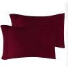 Standard Pillowcases 300-Thread Long-Staple Combed Cotton Sateen, 2-Piece Set, White(Burgundy)