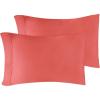 Standard Pillowcases 300-Thread Long-Staple Combed Cotton Sateen, 2-Piece Set, White(Coral)