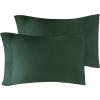 Standard Pillowcases 300-Thread Long-Staple Combed Cotton Sateen, 2-Piece Set, White(Hunter Green)
