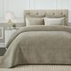 Superior 100% Cotton Velvet Quilt, 1 Lightweight Breathable Coverlet, Luxury Home Decor, Comfy Home Essential Bedding, Cotton Fill, Geometric Aesthetic, Karina Collection, Throw Size, White(Light Brown)