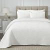 Superior 100% Cotton Velvet Quilt, 1 Lightweight Breathable Coverlet, Luxury Home Decor, Comfy Home Essential Bedding, Cotton Fill, Geometric Aesthetic, Karina Collection, Throw Size, White(White)