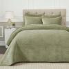 Superior 100% Cotton Velvet Quilt, 1 Lightweight Breathable Coverlet, Luxury Home Decor, Comfy Home Essential Bedding, Cotton Fill, Geometric Aesthetic, Karina Collection, Throw Size, White(Sage)