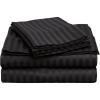 Superior 100% Egyptian Cotton 300 Thread Count Striped Bed Sheet Set, 1 Elastic Deep Pocket Fitted Sheet, 1 Flat Sheet, 2 Pillowcases, Soft Bedding, Sateen Weave, Hunter Green, Queen(Black)