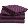 Superior 100% Egyptian Cotton 300 Thread Count Striped Bed Sheet Set, 1 Elastic Deep Pocket Fitted Sheet, 1 Flat Sheet, 2 Pillowcases, Soft Bedding, Sateen Weave, Hunter Green, Queen(Plum)