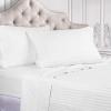 Superior 100% Egyptian Cotton 300 Thread Count Striped Bed Sheet Set, 1 Elastic Deep Pocket Fitted Sheet, 1 Flat Sheet, 2 Pillowcases, Soft Bedding, Sateen Weave, Hunter Green, Queen(White)