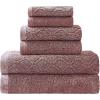 Superior 100% Egyptian Cotton 500 GSM 6 Piece Towel Set, 2 Face, 2 Hand, 2 Towels, Ideal For Bathroom, Kitchen or Beach, Quick Dry, Jacquard and Solid, Mid-Weight, Coral(Rumba Red)