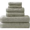 Superior 100% Egyptian Cotton 500 GSM 6 Piece Towel Set, 2 Face, 2 Hand, 2 Towels, Ideal For Bathroom, Kitchen or Beach, Quick Dry, Jacquard and Solid, Mid-Weight, Coral(Sage)