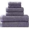 Superior 100% Egyptian Cotton 500 GSM 6 Piece Towel Set, 2 Face, 2 Hand, 2 Towels, Ideal For Bathroom, Kitchen or Beach, Quick Dry, Jacquard and Solid, Mid-Weight, Coral(Lilac)
