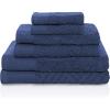 Superior 100% Egyptian Cotton 500 GSM 6 Piece Towel Set, 2 Face, 2 Hand, 2 Towels, Ideal For Bathroom, Kitchen or Beach, Quick Dry, Jacquard and Solid, Mid-Weight, Coral(Royal Blue)