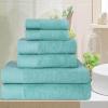 Superior 100% Egyptian Cotton 500 GSM 6 Piece Towel Set, 2 Face, 2 Hand, 2 Towels, Ideal For Bathroom, Kitchen or Beach, Quick Dry, Jacquard and Solid, Mid-Weight, Coral(Cascade)
