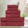 Superior 100% Egyptian Cotton 500 GSM 6 Piece Towel Set, 2 Face, 2 Hand, 2 Towels, Ideal For Bathroom, Kitchen or Beach, Quick Dry, Jacquard and Solid, Mid-Weight, Coral(Maroon)