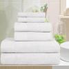 Superior 100% Egyptian Cotton 500 GSM 6 Piece Towel Set, 2 Face, 2 Hand, 2 Towels, Ideal For Bathroom, Kitchen or Beach, Quick Dry, Jacquard and Solid, Mid-Weight, Coral(White)