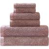 Superior 100% Egyptian Cotton 500 GSM 6 Piece Towel Set, 2 Face, 2 Hand, 2 Towels, Ideal For Bathroom, Kitchen or Beach, Quick Dry, Jacquard and Solid, Mid-Weight, Coral(Fig)