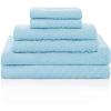 Superior 100% Egyptian Cotton 500 GSM 6 Piece Towel Set, 2 Face, 2 Hand, 2 Towels, Ideal For Bathroom, Kitchen or Beach, Quick Dry, Jacquard and Solid, Mid-Weight, Coral(Sky Blue)