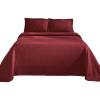 Superior 3 Piece Basketweave Cotton Bedspread Set, Home Bed Decor, Decorative Bed Spread, 2 Pillow Shams, Medium Weight Blanket, Matelasse Coverlet Bedding, Geometric Lattice Pattern, Queen, Garnet