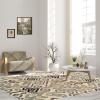 Superior 8mm Pile Height with Jute Backing, Gorgeous Ikat Damask Pattern, Fashionable and Affordable Woven Rugs, 8′ x 10′ Rug, Light Blue(Beige)