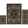 Superior Barringer Collection 3-Piece Rug Set, Attractive Rugs with Jute Backing, Durable and Beautiful Woven Structure, Traditional Bordered Area Rug Set – 2′ x 3′, 2′ x 5′, and 5′ x 7′ Rugs, Ivory(Beige Black)