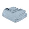 Superior Basketweave Cotton Blanket, Basket Weave Design, Soft, Comfy Cover for Bed, Bedding, Bedroom, Couch Throw, Lounging, Modern Boho Medium Weighted Blankets, Throw Size, Gold(Light Blue)