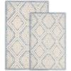 Superior Bath Rug Set, Small Area Rugs for Bathroom, Kitchen Decor, Machine Washable, Non-Slip Bathmat Rug, High-Low Jacquard Mat, Geometric Diamond Accent, Brou Collection, Set of 2, Medium, Ivory(Blue – Cton)
