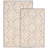 Superior Bath Rug Set, Small Area Rugs for Bathroom, Kitchen Decor, Machine Washable, Non-Slip Bathmat Rug, High-Low Jacquard Mat, Geometric Diamond Accent, Brou Collection, Set of 2, Medium, Ivory(Beige – Cton)